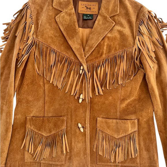 Ralph Lauren suede Jacket Fringe RARE Western size M toggle bone buttons - Picture 11 of 16